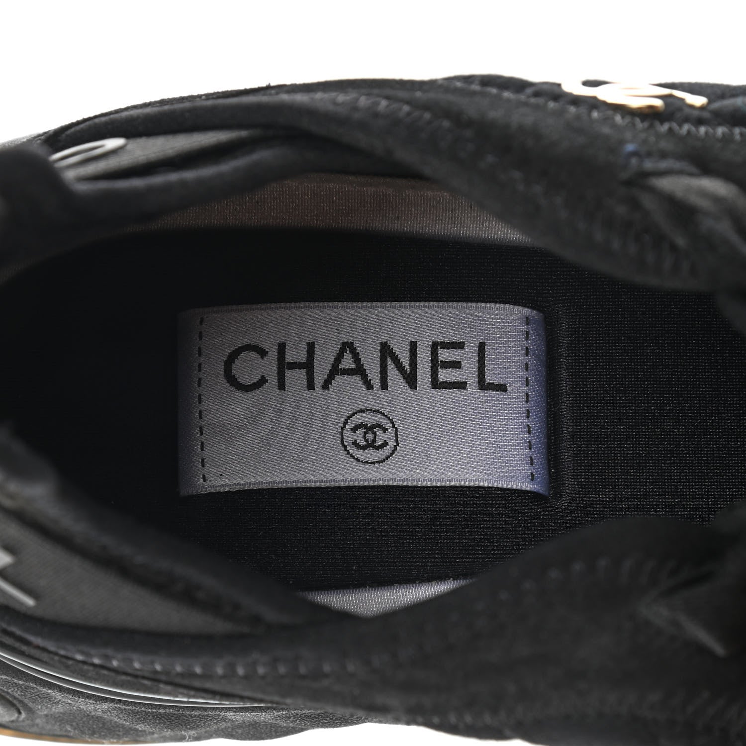 Chanel Suede Calfskin Mixed Fibers CC Sneakers 40 Black 7 of 10