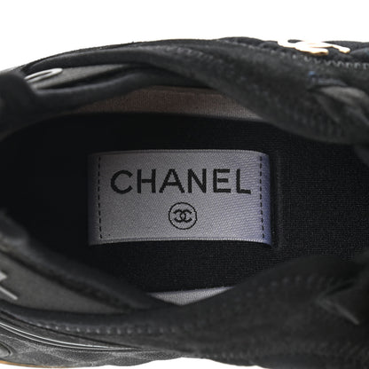 Chanel Suede Calfskin Mixed Fibers CC Sneakers 40 Black 7 of 10