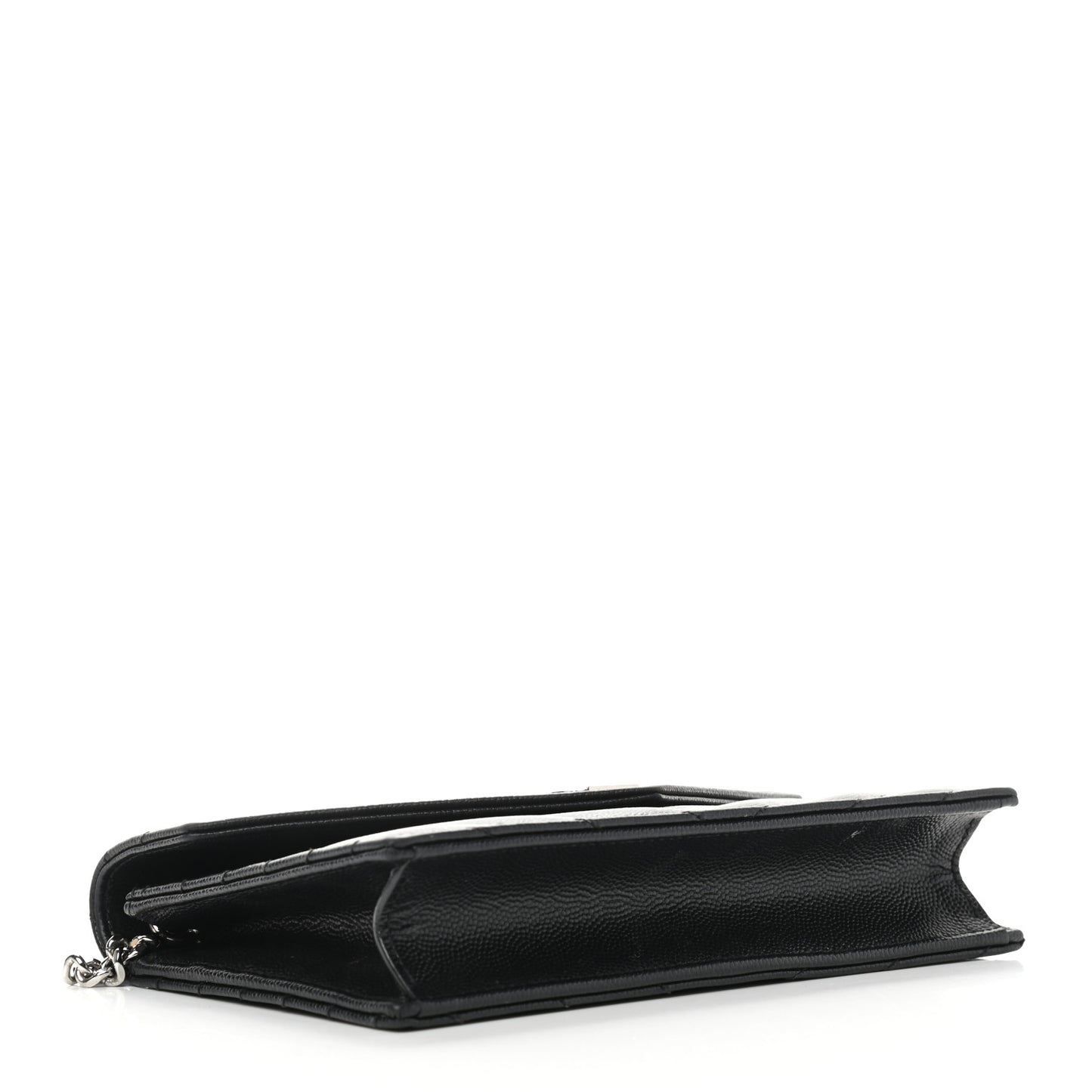 Grain De Poudre Matelasse Chevron Monogram Envelope Chain Wallet Black