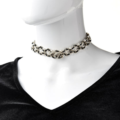 Chanel Pearl Lambskin CC Chain Twist Choker Necklace Black Gold 2 of 4