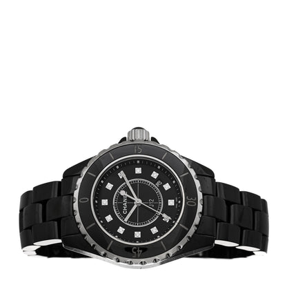 Chanel Stainless Steel Ceramic Diamond 33mm J12 Quartz Watch Black 2 of 4