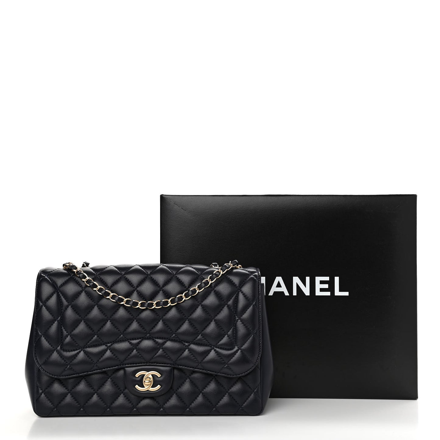 Lambskin Quilted Jumbo Mademoiselle Chic Flap Navy