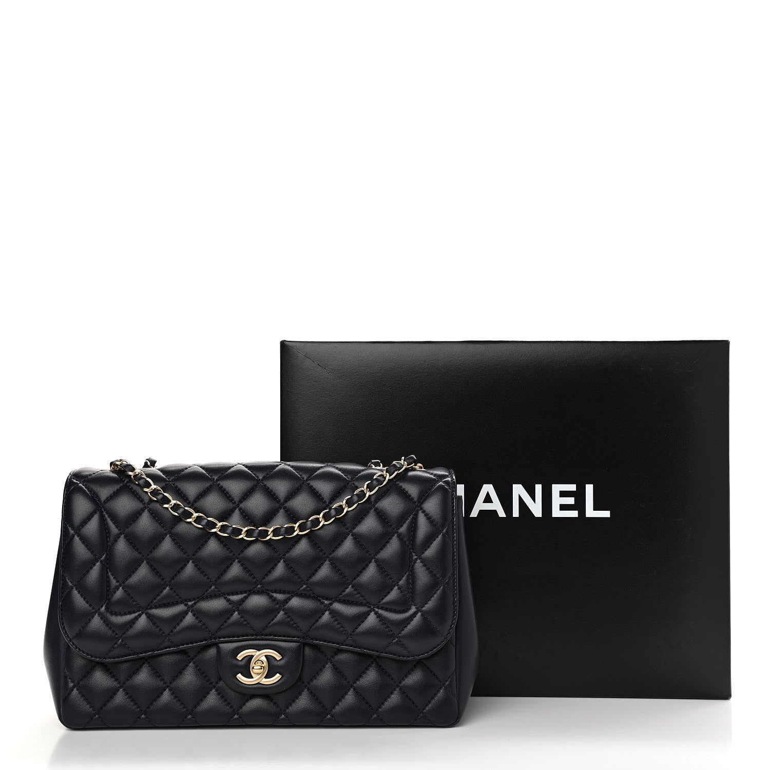 Chanel Lambskin Quilted Jumbo Mademoiselle Chic Flap Navy 12 of 12