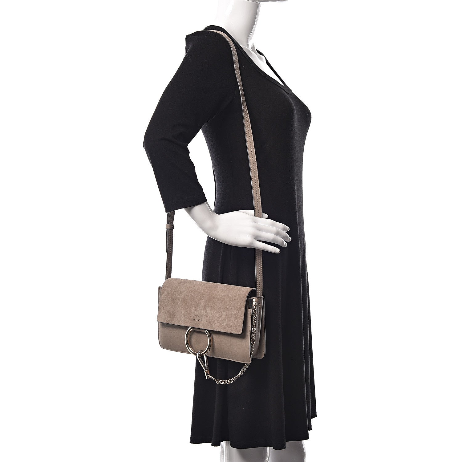 Chloe Suede Calfskin Small Faye Shoulder Bag Motty Grey 2 of 10