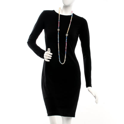 Chanel Beaded Pearl CC Long Strand Necklace Gold Multicolor 2 of 5