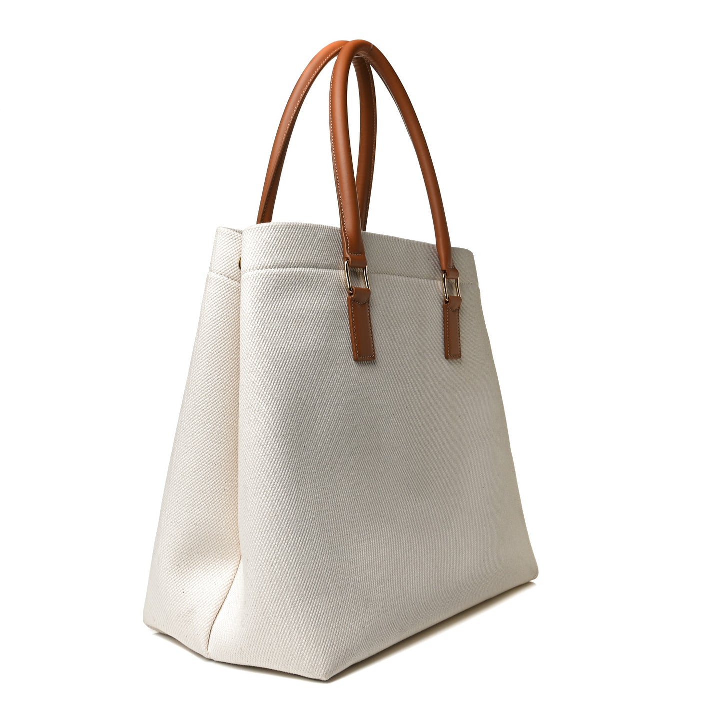 Canvas Calfskin Logo Print Small Horizontal Cabas Natural Tan