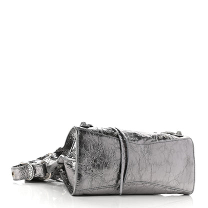 Balenciaga Agneau Arena Crystal Neo Cagole Handbag XS Silver 7 of 19