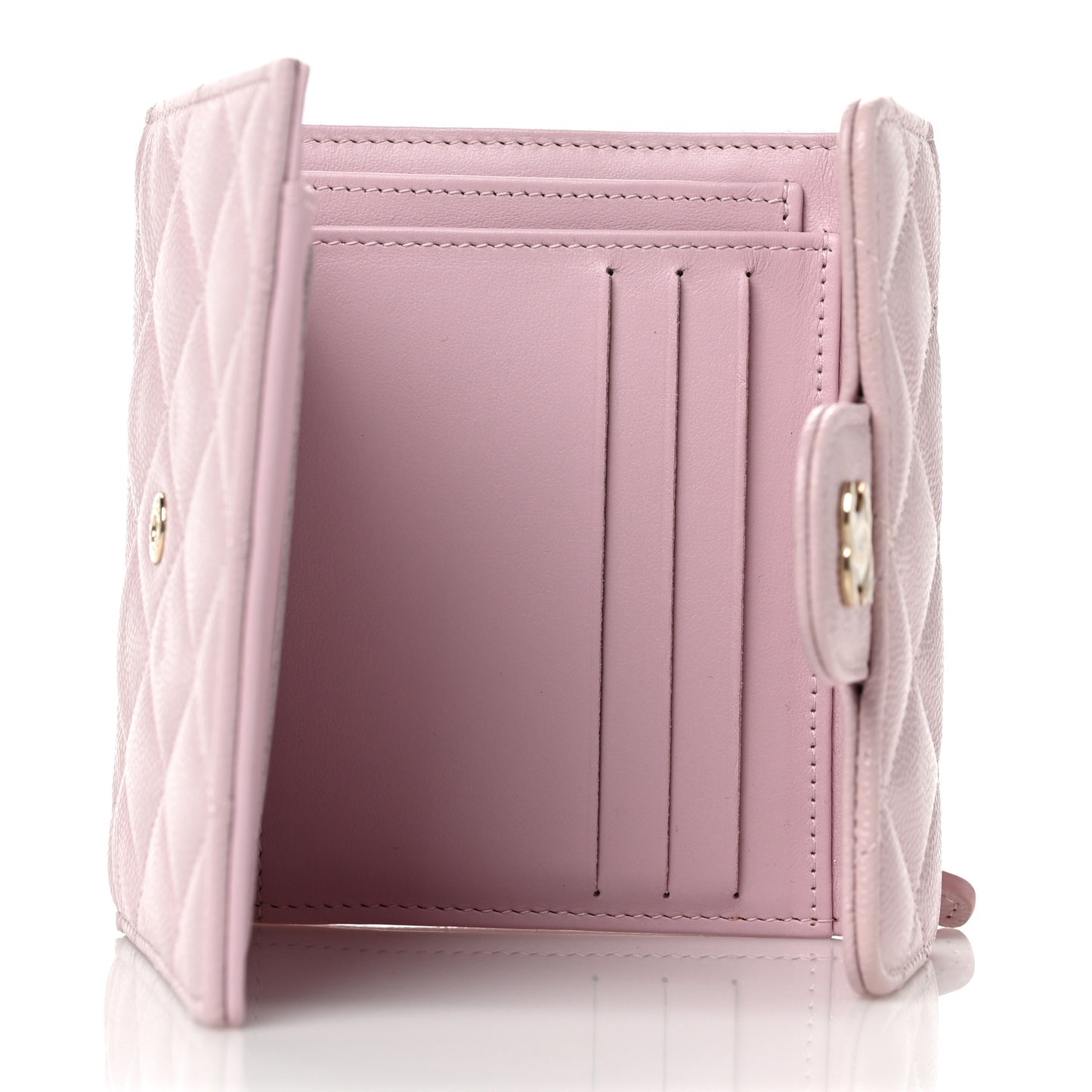 Caviar Quilted Compact Flap Wallet Light Pink