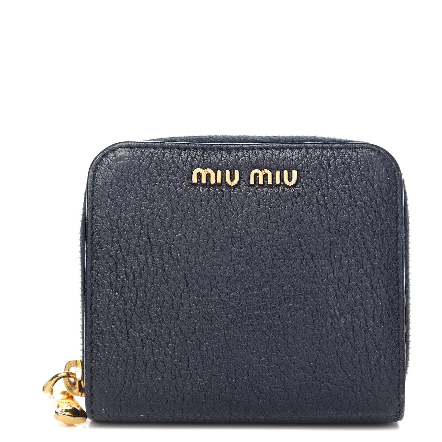 Goatskin Madras Zip Compact Wallet Navy