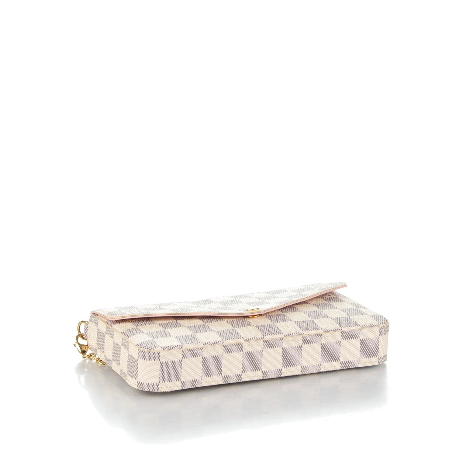 Louis Vuitton Damier Azur Pochette Felicie Chain Wallet Rose Ballerine 4 of 7