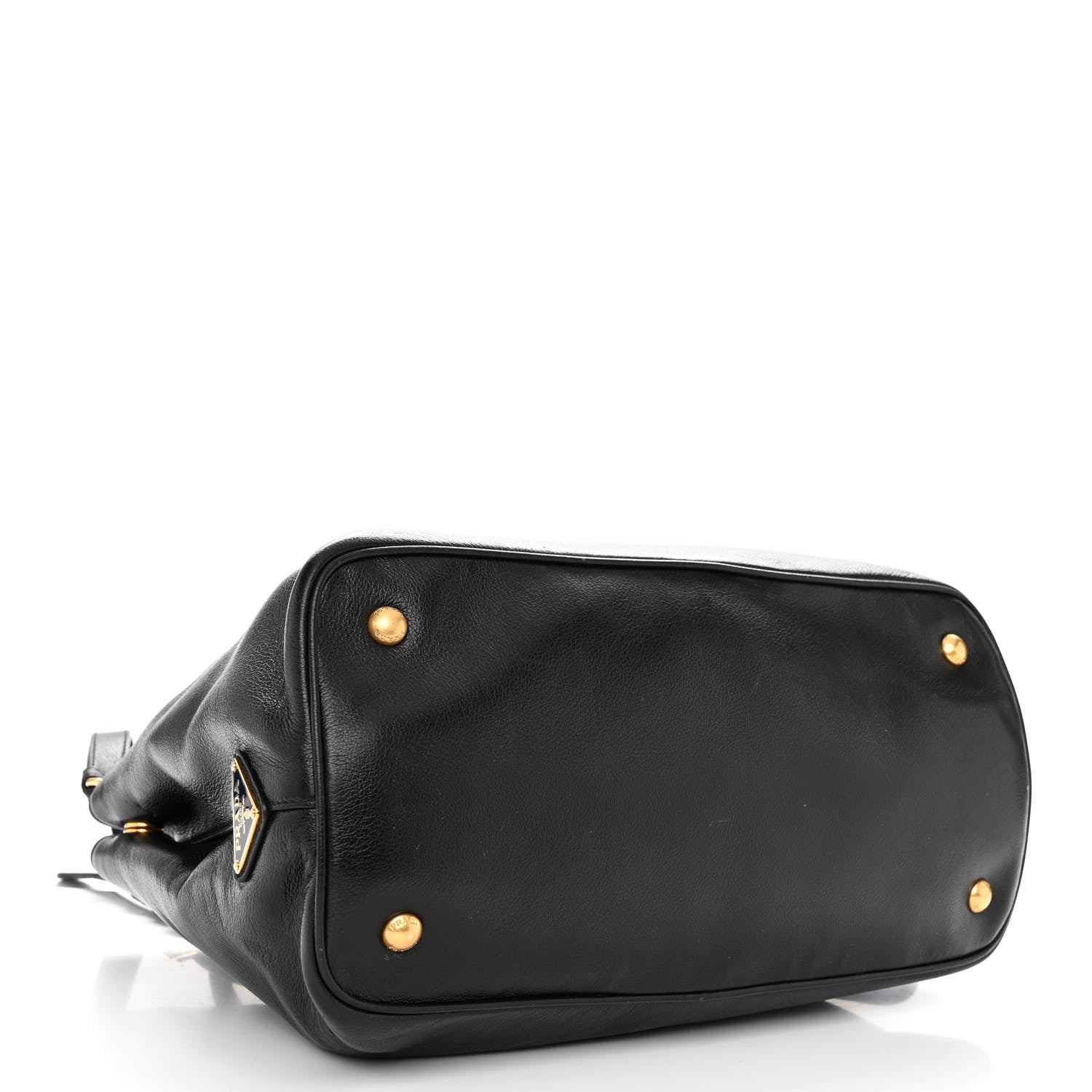 Prada Glace Calfskin Embossed Logo Tote Black 4 of 11