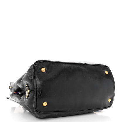 Prada Glace Calfskin Embossed Logo Tote Black 4 of 11