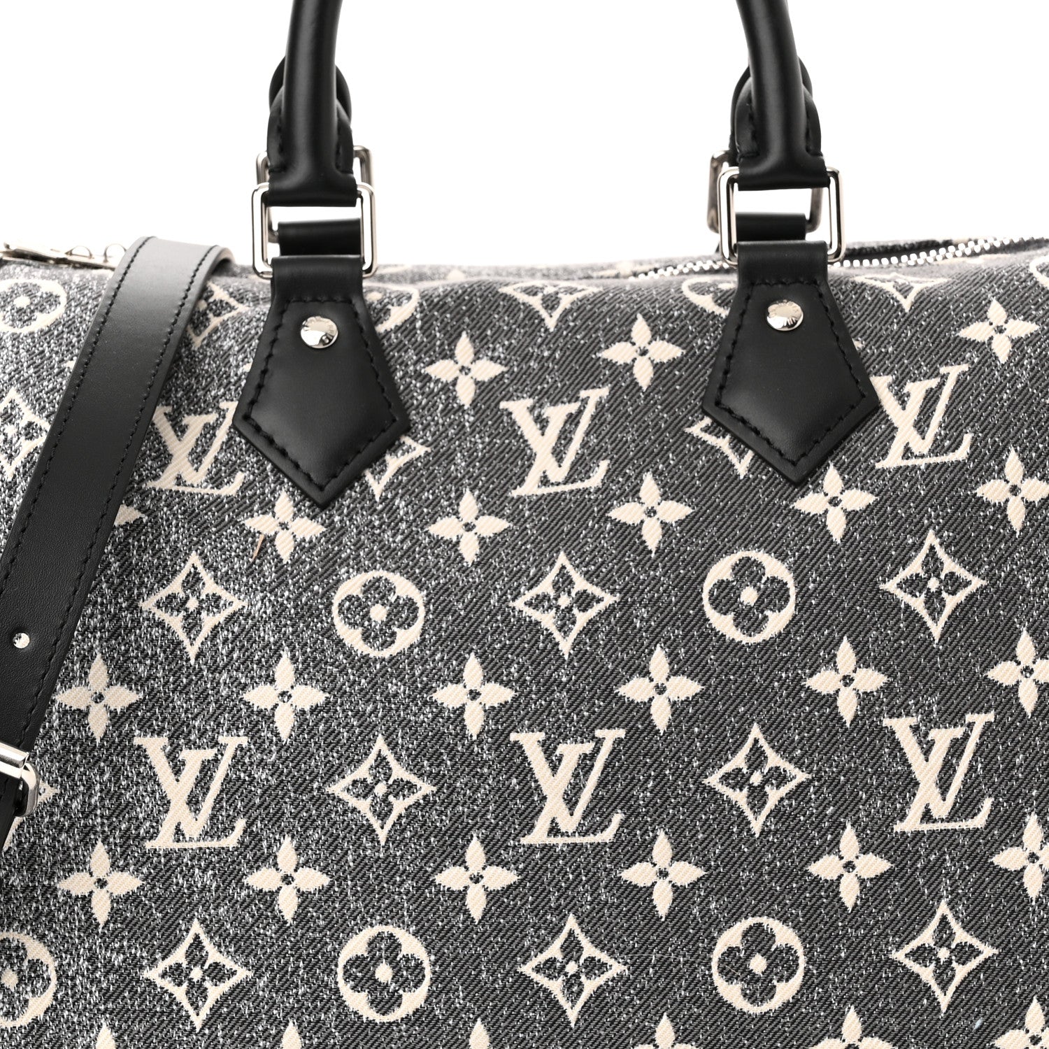 Louis Vuitton Denim Monogram Jacquard Speedy Bandouliere 25 Black 8 of 10