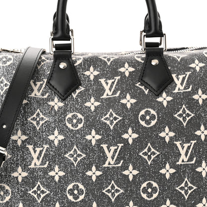 Louis Vuitton Denim Monogram Jacquard Speedy Bandouliere 25 Black 8 of 10