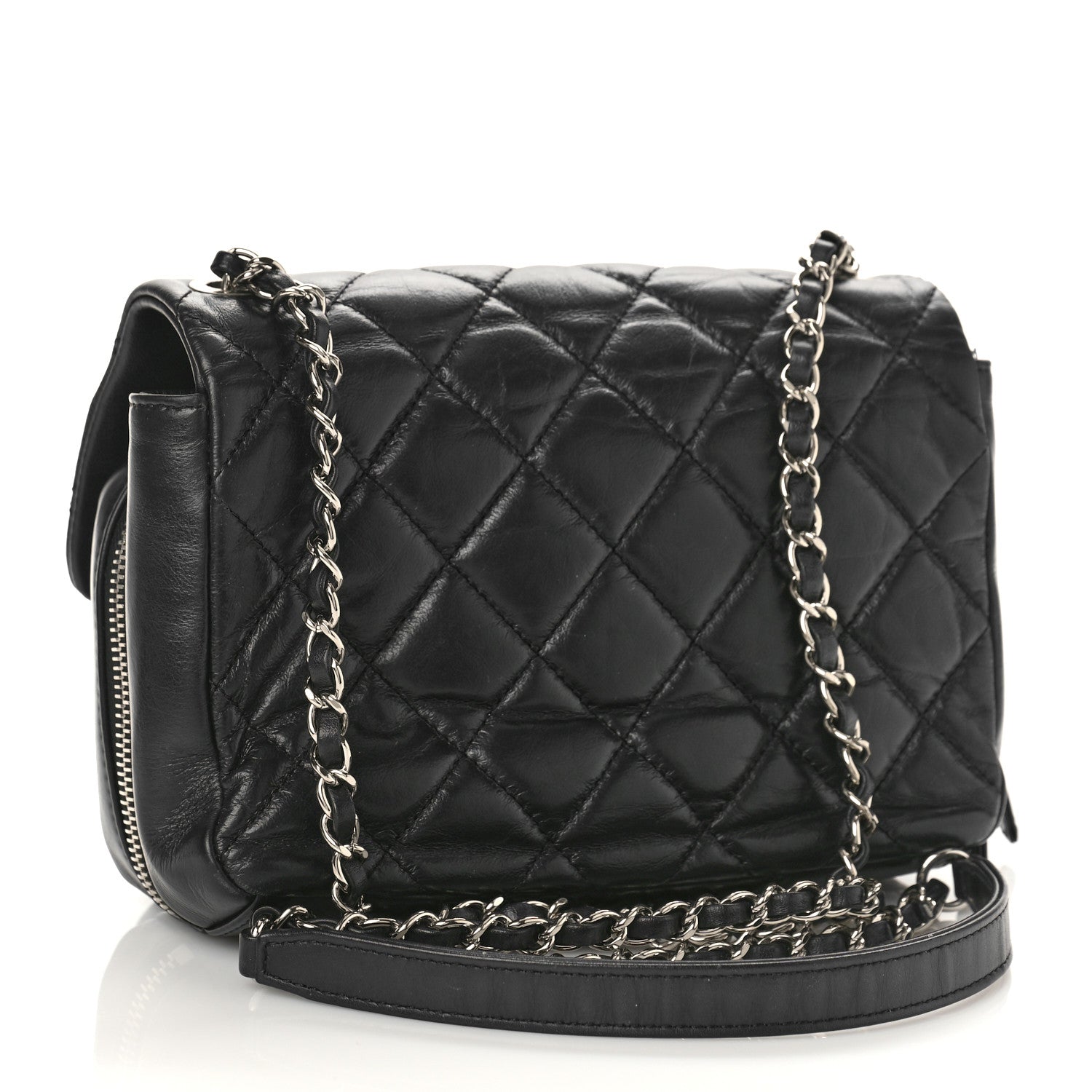 Chanel Aged Calfskin Quilted Express Zip Around Flap Black 3 of 11