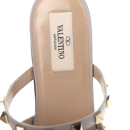 Valentino Garavani Pebbled Calfskin Rockstud Flat Cage Mules 38 Poudre 8 of 10