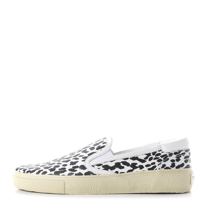 Saint Laurent Soft Calfskin Babycat Leopard Womens Skate Slip On Sneakers 39 Black White 1 of 10