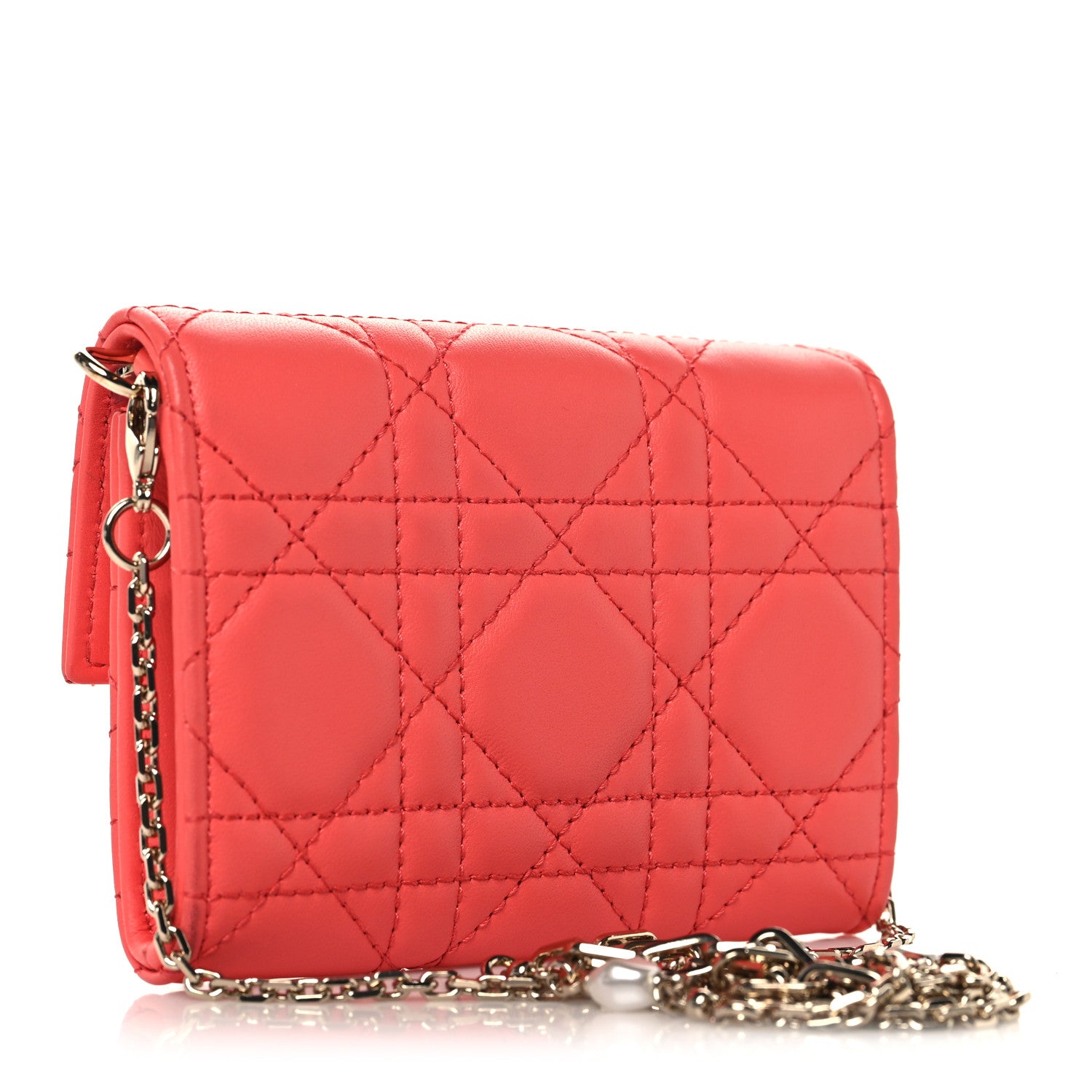 Christian Dior Lambskin Cannage Miss Dior Glycine Wallet on Chain Pink 3 of 10