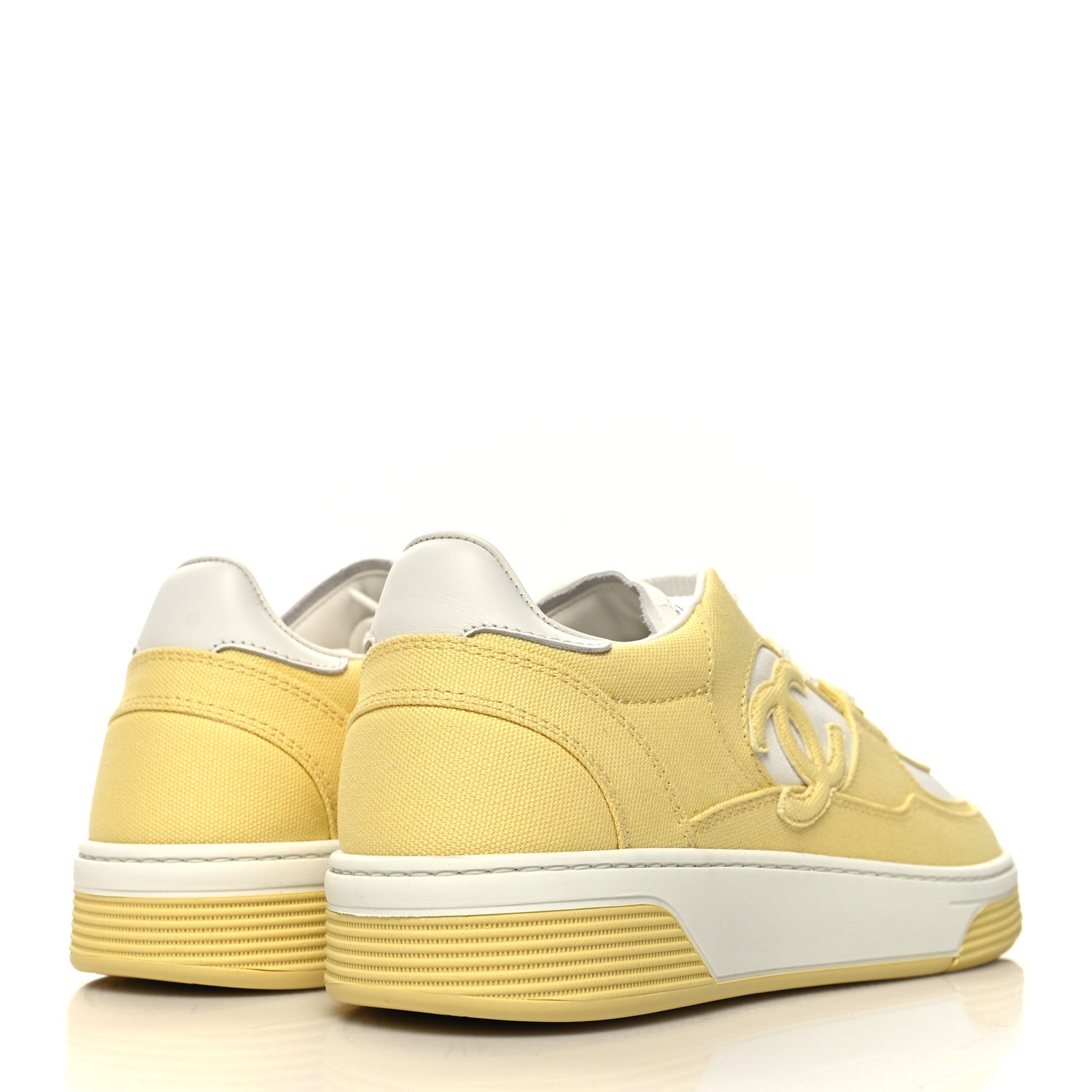 Chanel Cotton Sneakers 40 Yellow White 4 of 9