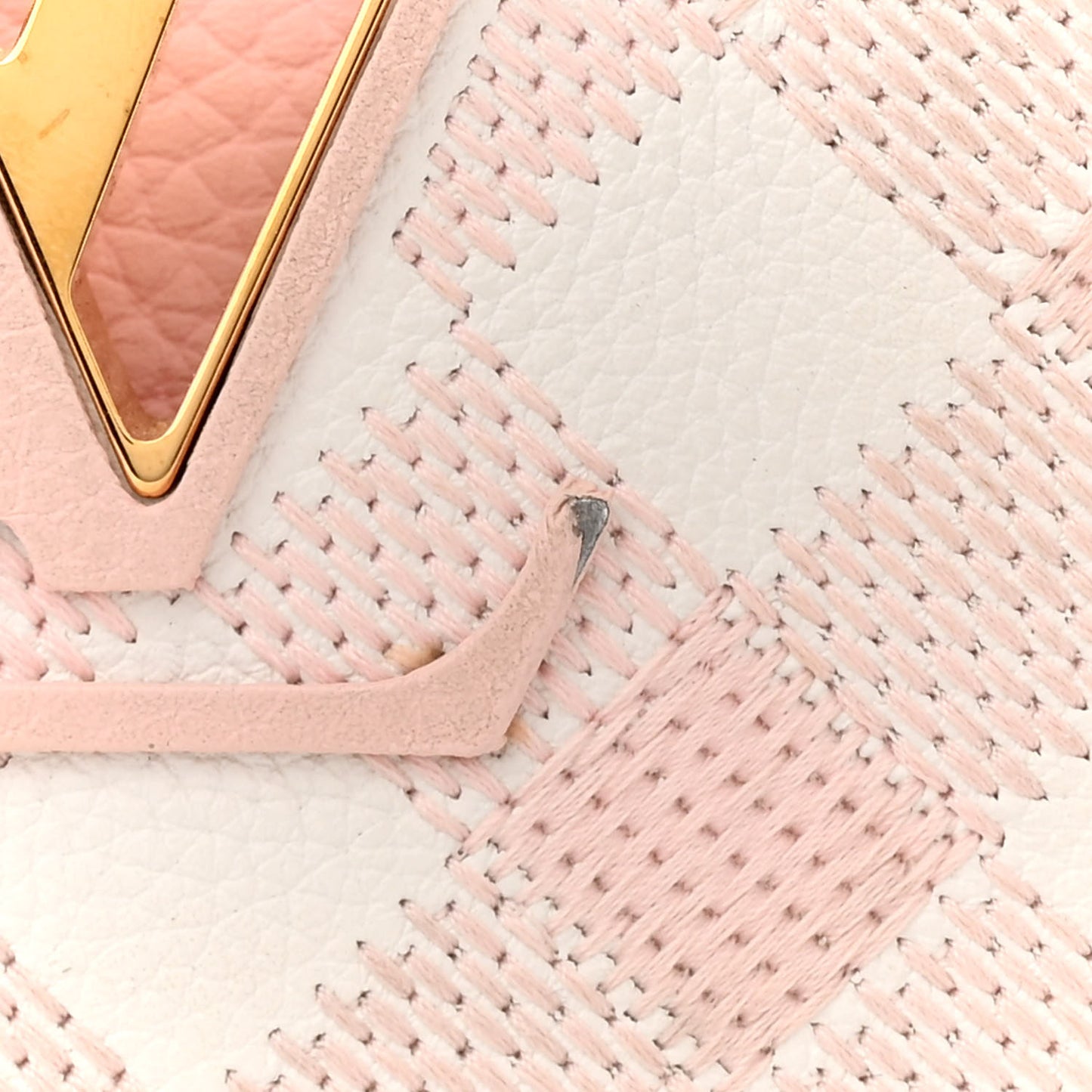 Taurillon Embroidered Vichy Capucines BB Light Pink