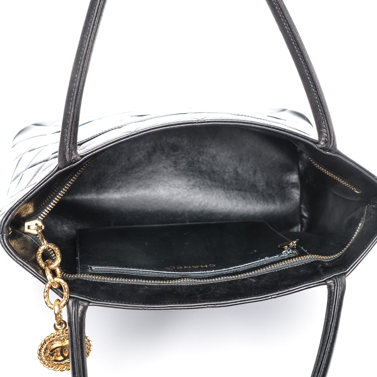 Lambskin Quilted Medallion Tote Black