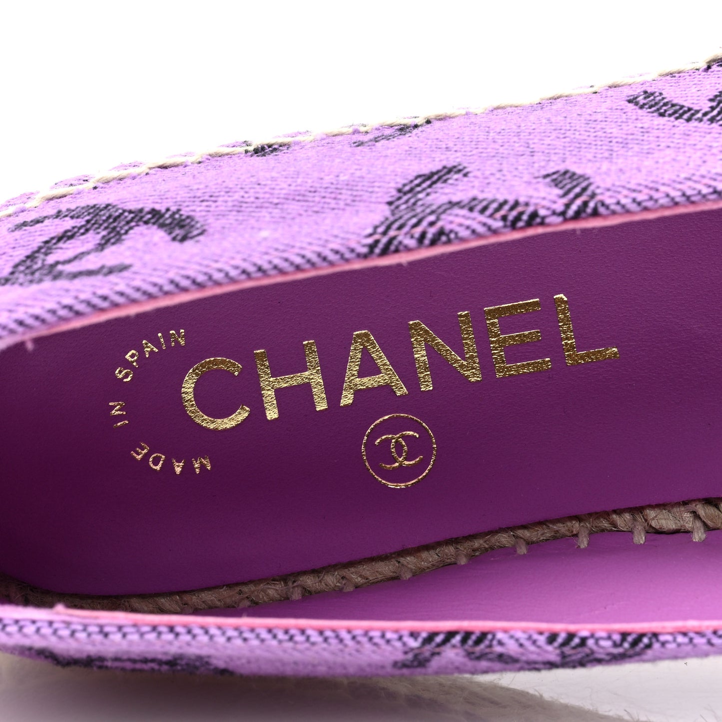Cotton Jacquard Grosgrain CC Print Espadrilles 38 Purple Black