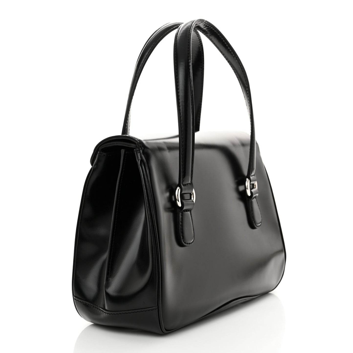 Regent Calfskin Medium Lady Lock Satchel Black