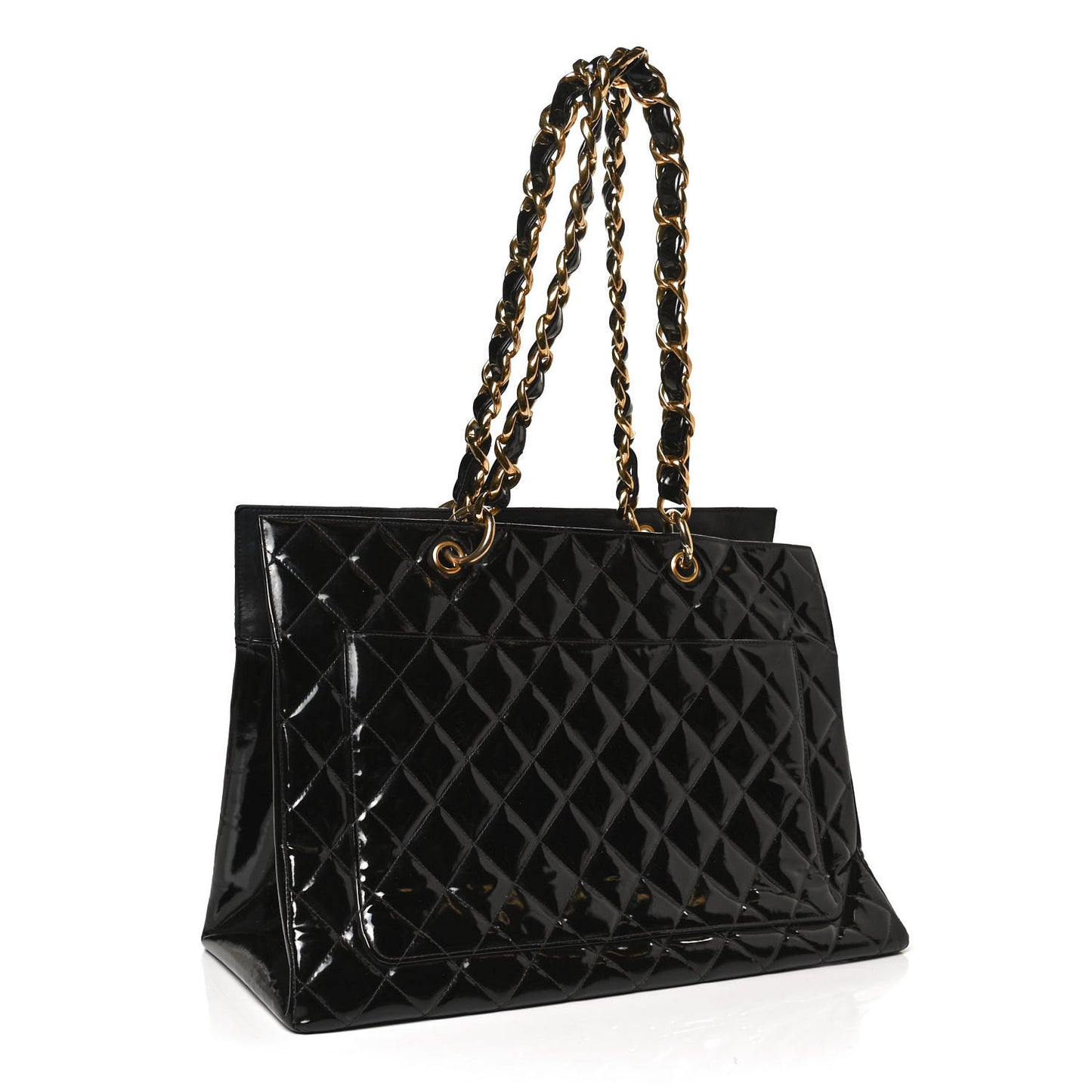 Patent Quilted Grand Shopping Tote GST Black