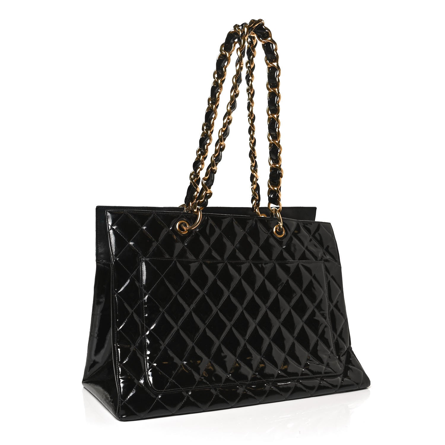 Chanel Patent Quilted Grand Shopping Tote GST Black 3 of 10