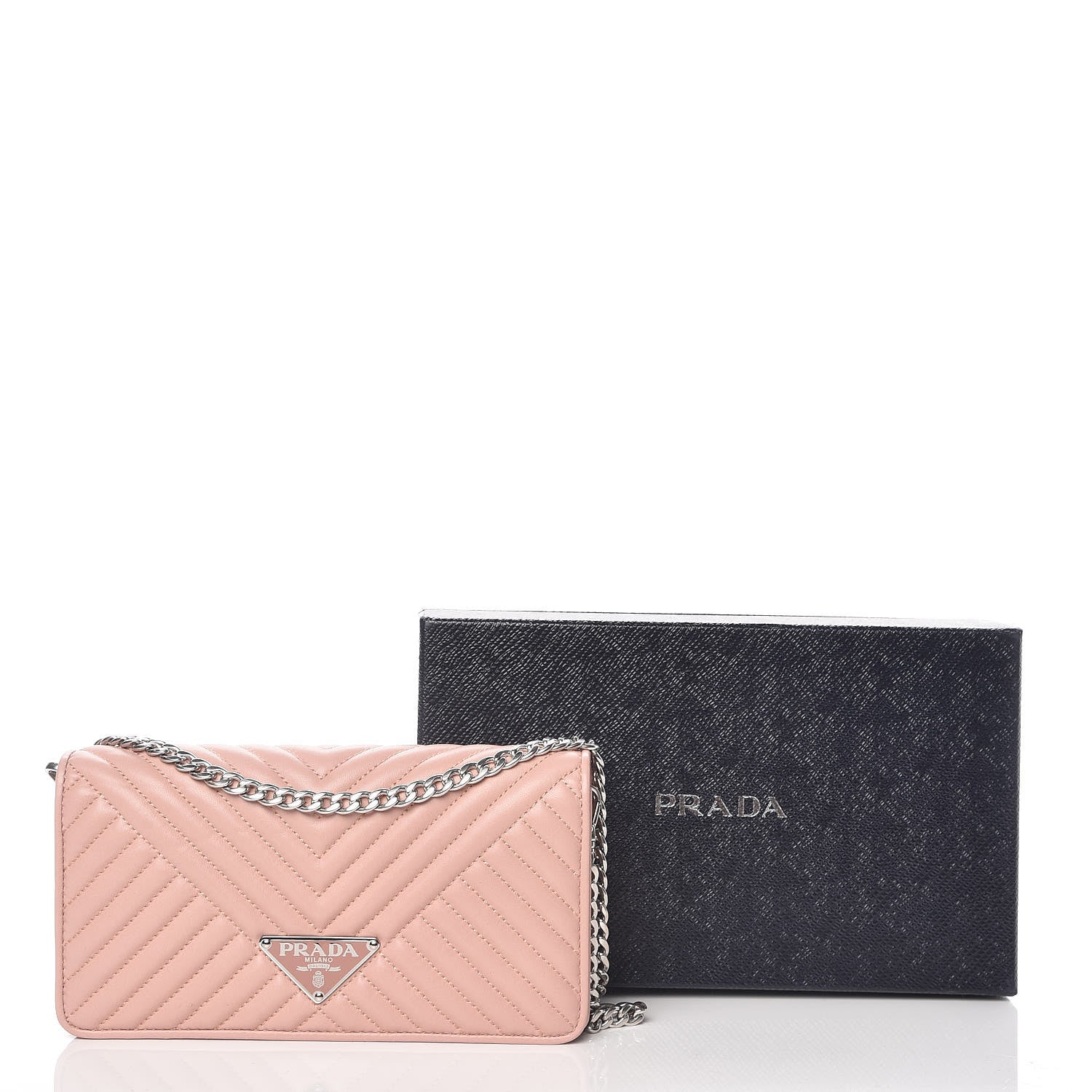 Prada Nappa Impunture Mini Diagramme Chain Crossbody Bag Orchidea 10 of 10