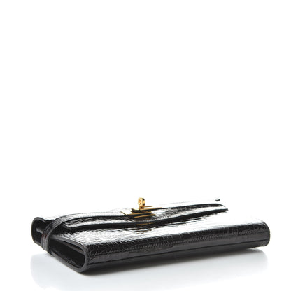 Hermes Shiny Alligator Kelly Longue Wallet Black 5 of 21