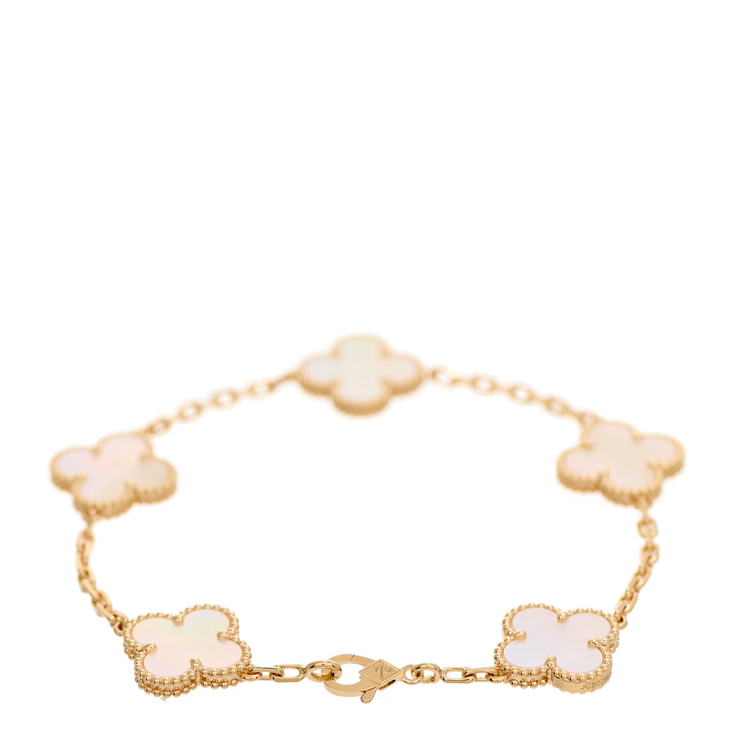18K Yellow Gold Mother of Pearl 5 Motifs Vintage Alhambra Bracelet