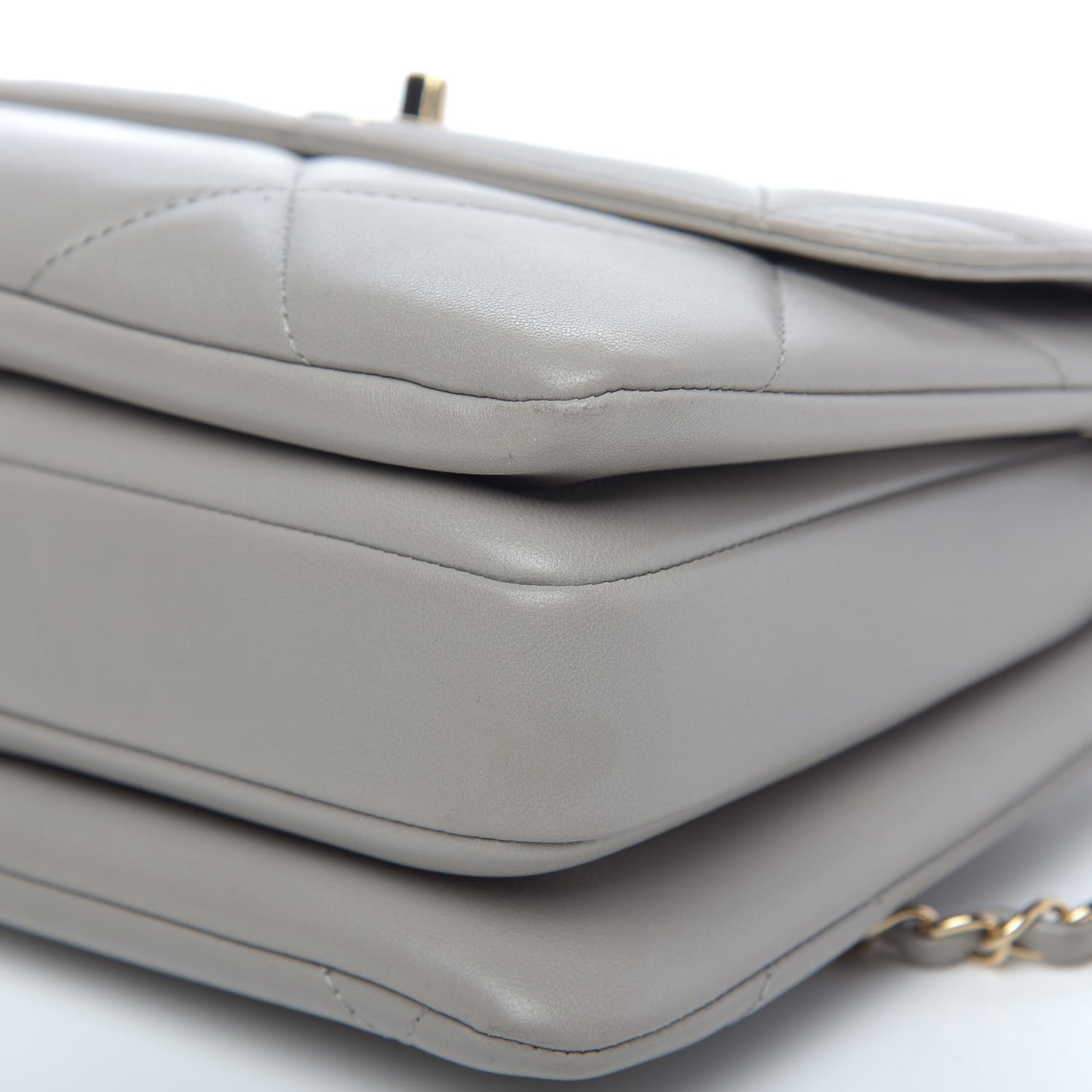 Lambskin Quilted Small Trendy CC Top Handle Flap Grey