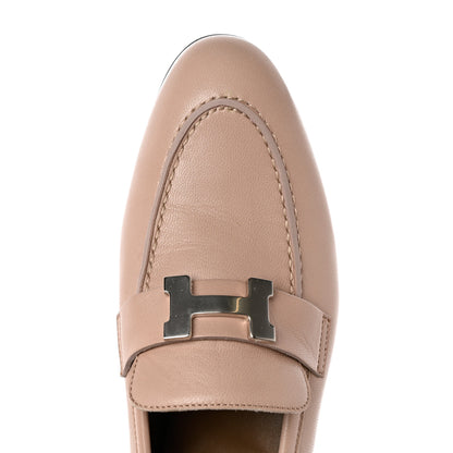 Hermes Chevre Womens Paris Loafers 37 Beige Nude 10 of 12