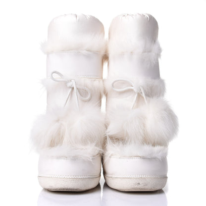 Christian Dior Canvas Calfskin Fur Womens Moon Boots 38-40 White 2 of 8