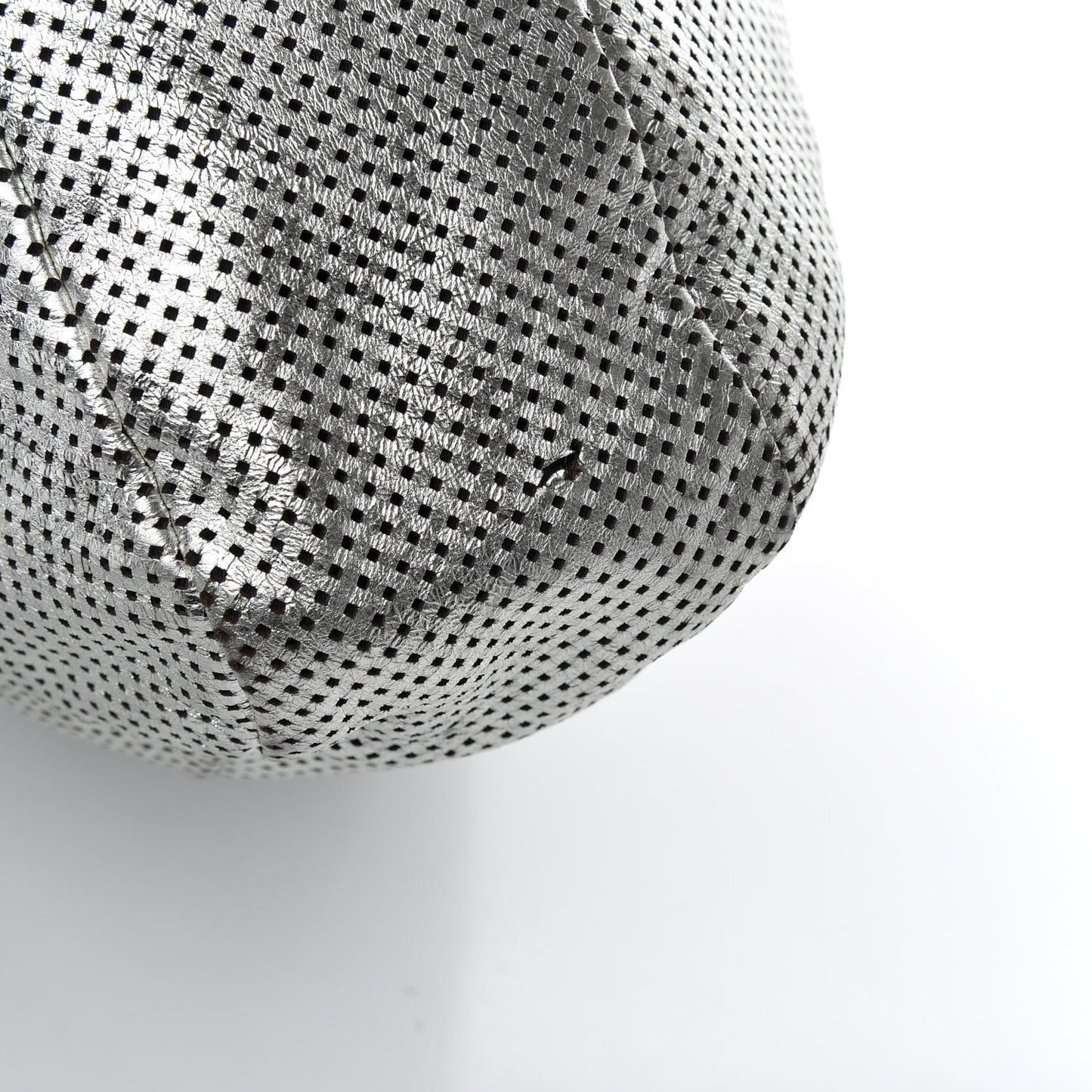 Metallic Glazed Calfskin Perforated Large Rodeo Drive Tote Silver