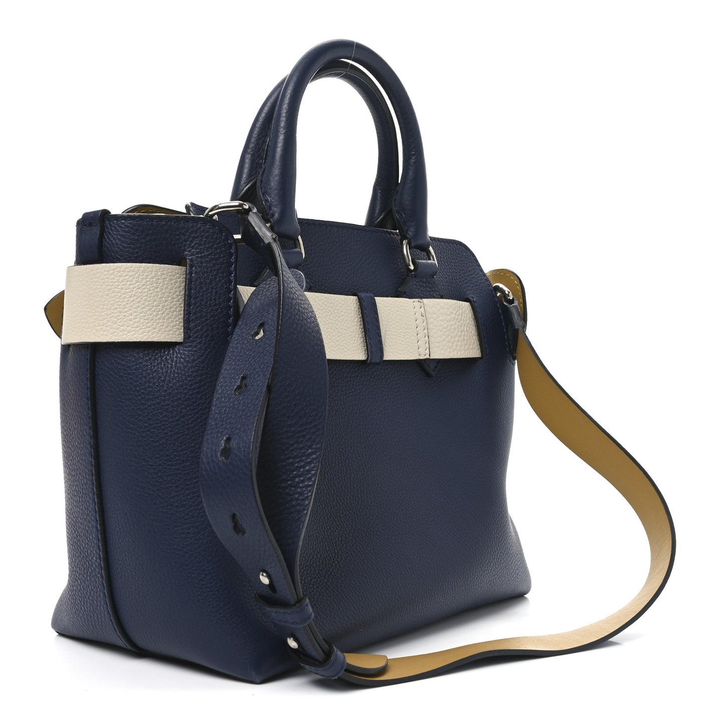 Soft Grain Calfskin Small Belt Bag Navy White
