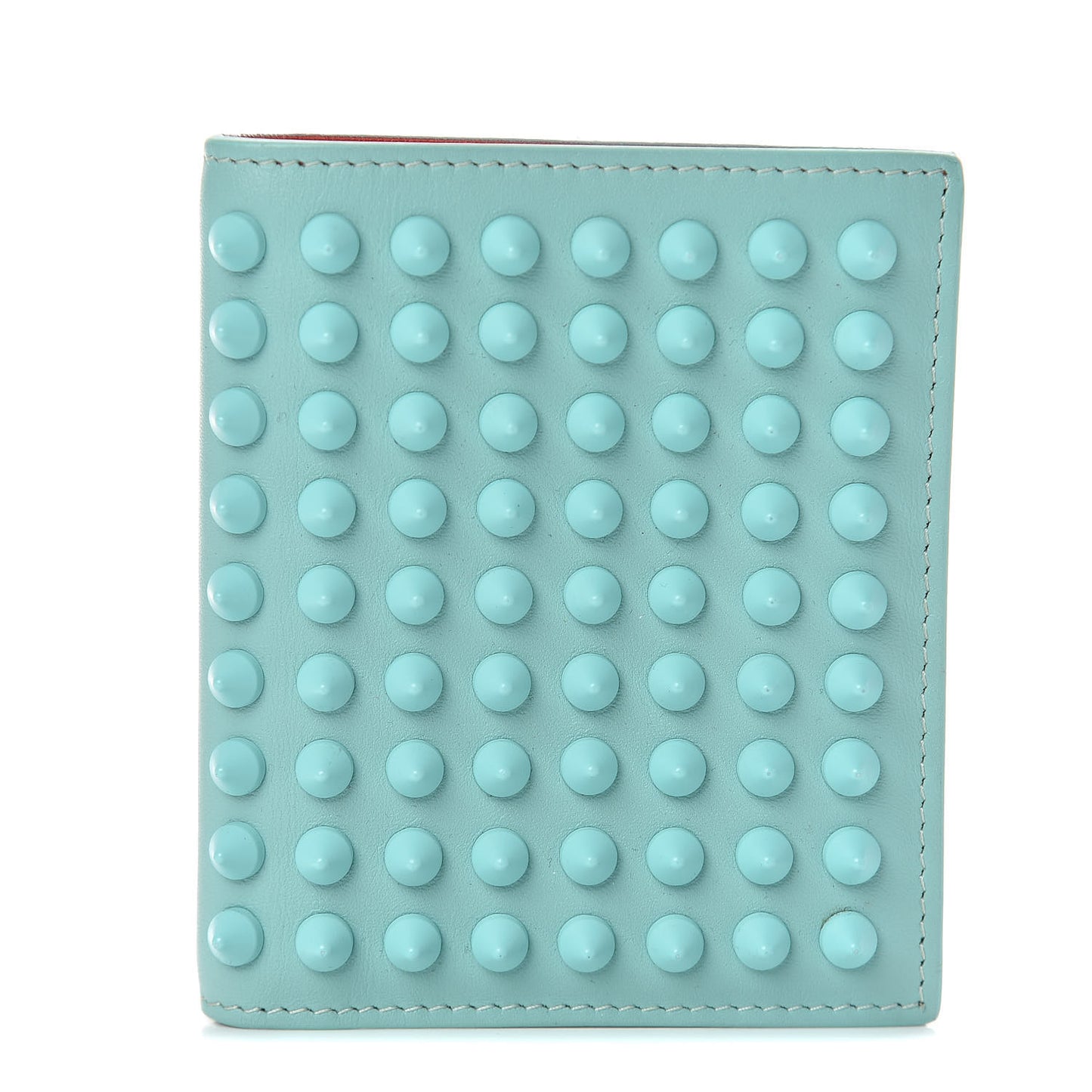 Calfskin Spiked Bi-Fold Wallet Turquoise