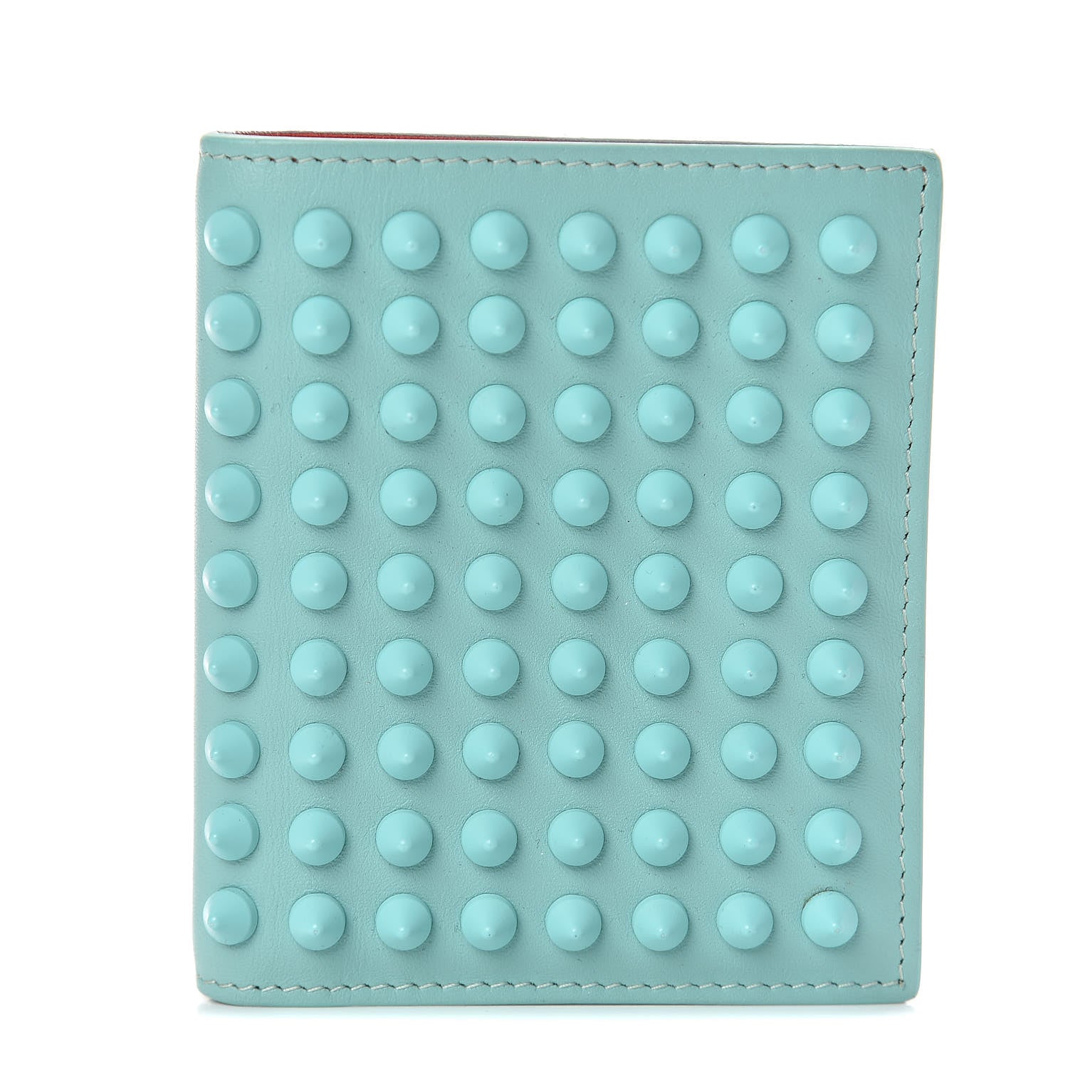 Christian Louboutin Calfskin Spiked Bi-Fold Wallet Turquoise 1 of 7