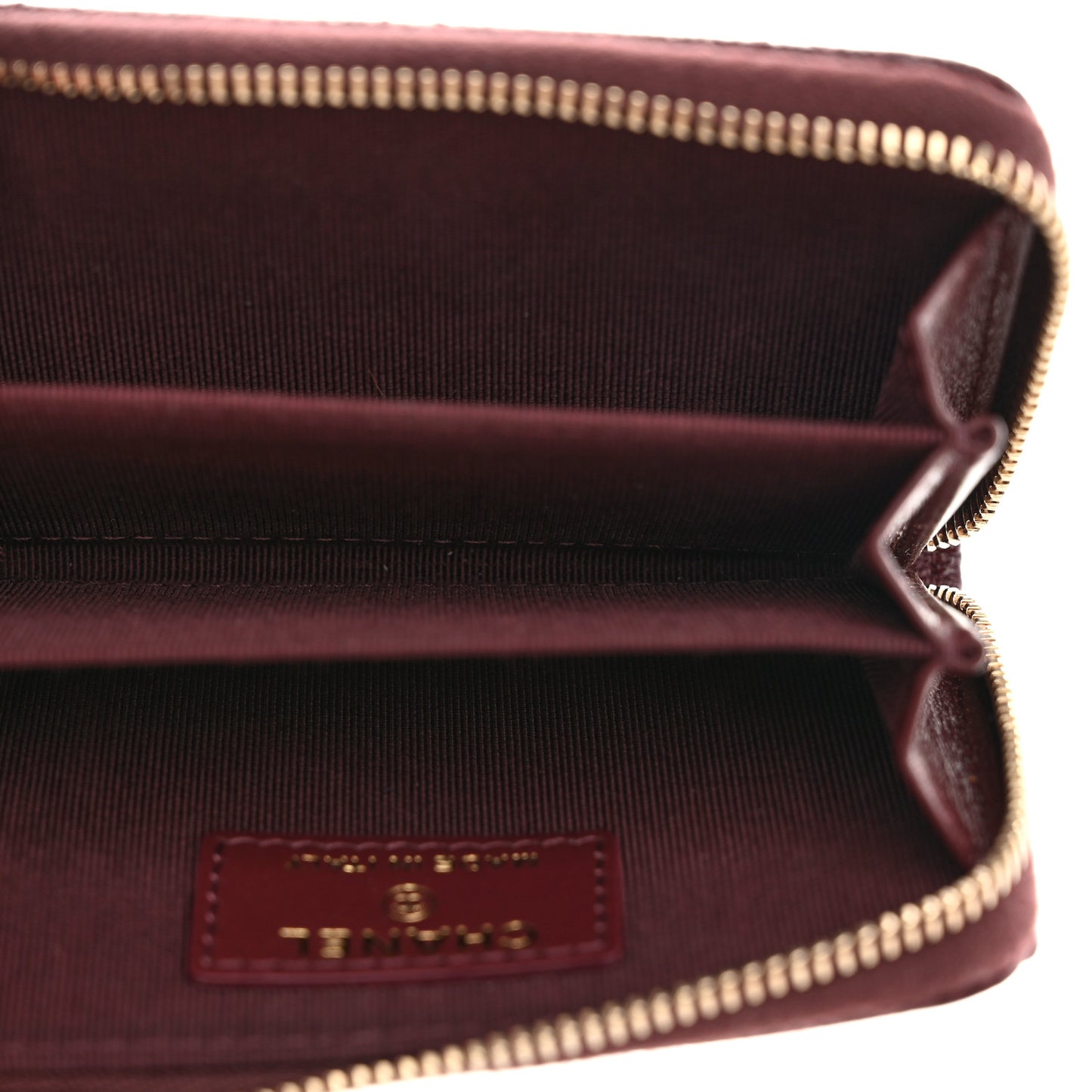 Caviar Quilted Zip Around Coin Purse Burgundy