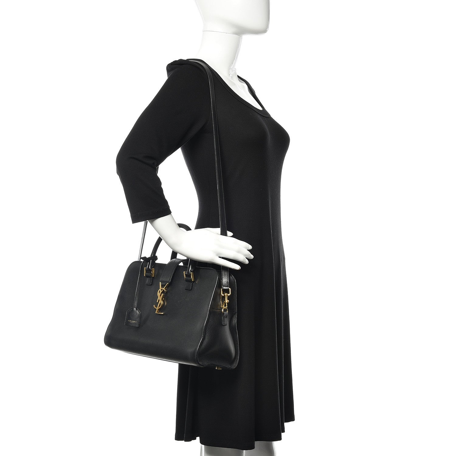 Saint Laurent Smooth Calfskin Small Monogram Cabas Black 2 of 13