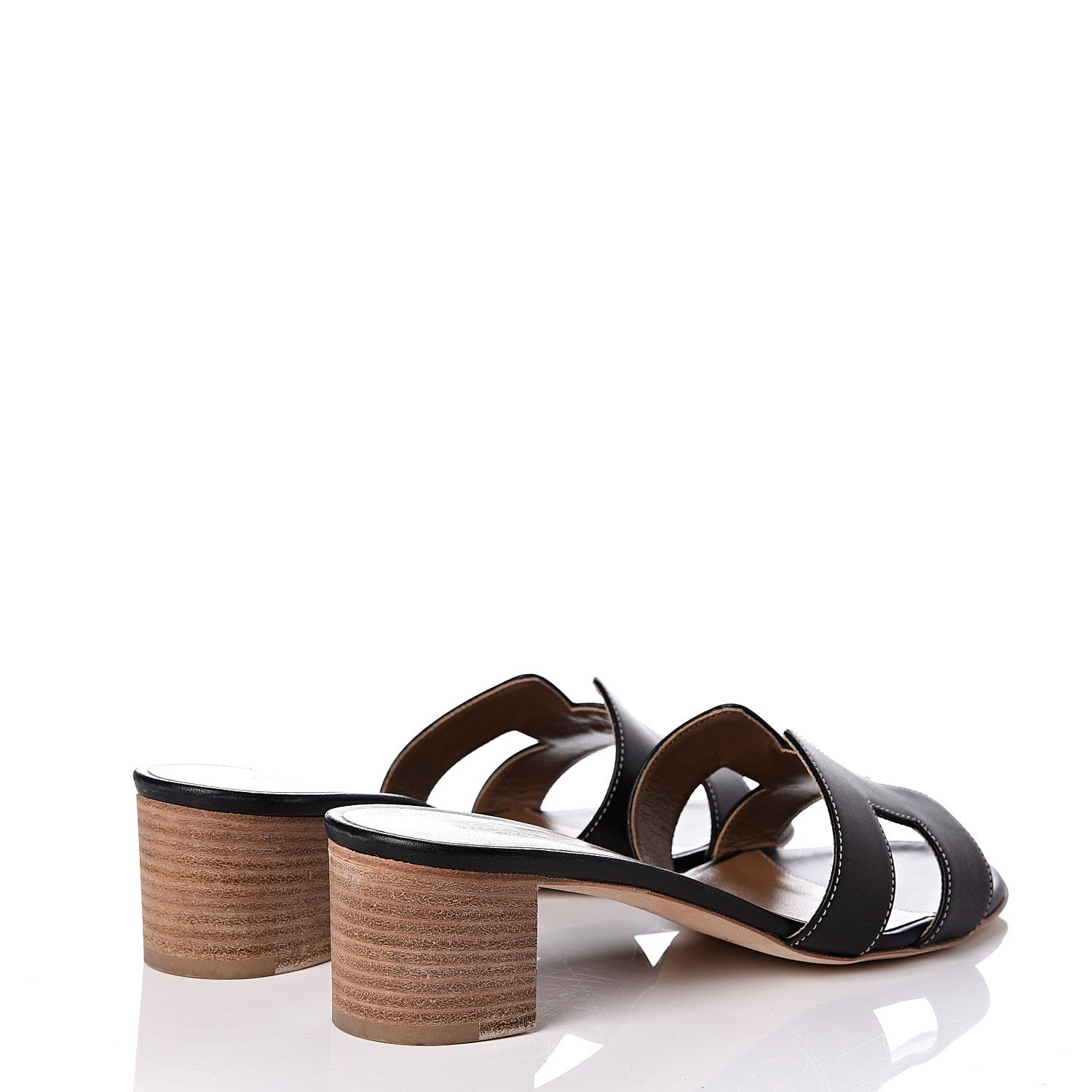 Hermes Calfskin Oasis Sandals 38 Black 4 of 8