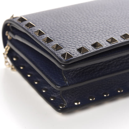 Valentino Garavani Grained Calfskin Rockstud Wallet on Chain Pure Blue 8 of 9
