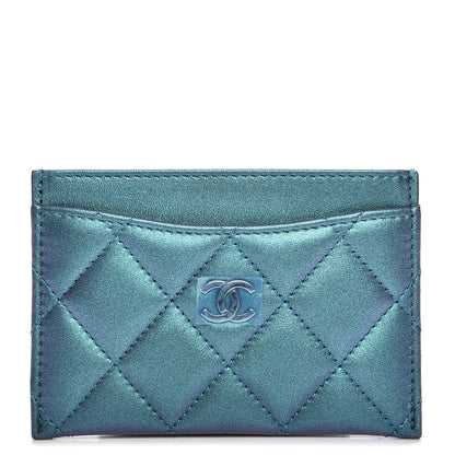 Chanel Metallic Lambskin Quilted Card Holder Turquoise 1 of 9