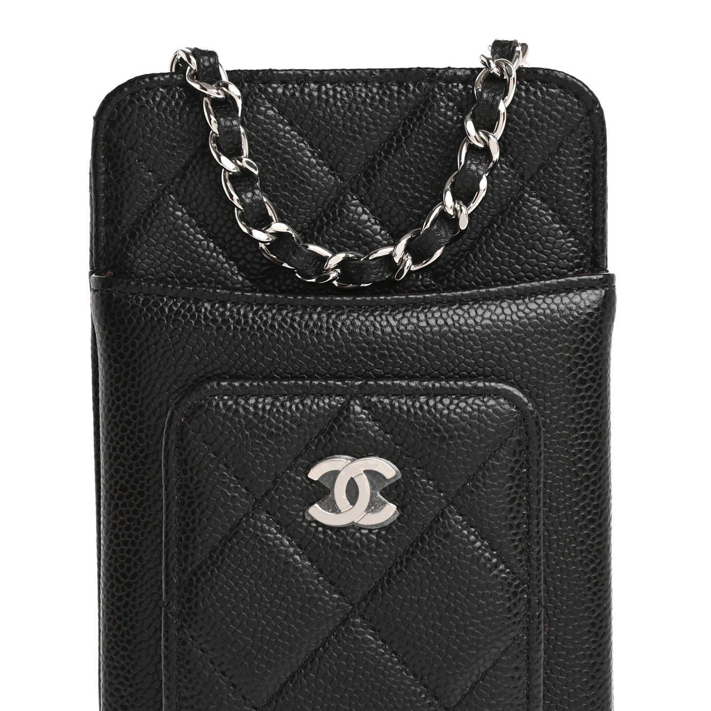 Caviar Quilted Zip Phone Case Black