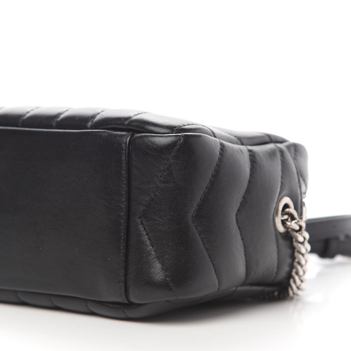 Calfskin Y Quilted Monogram Mini Loulou Camera Bag Black