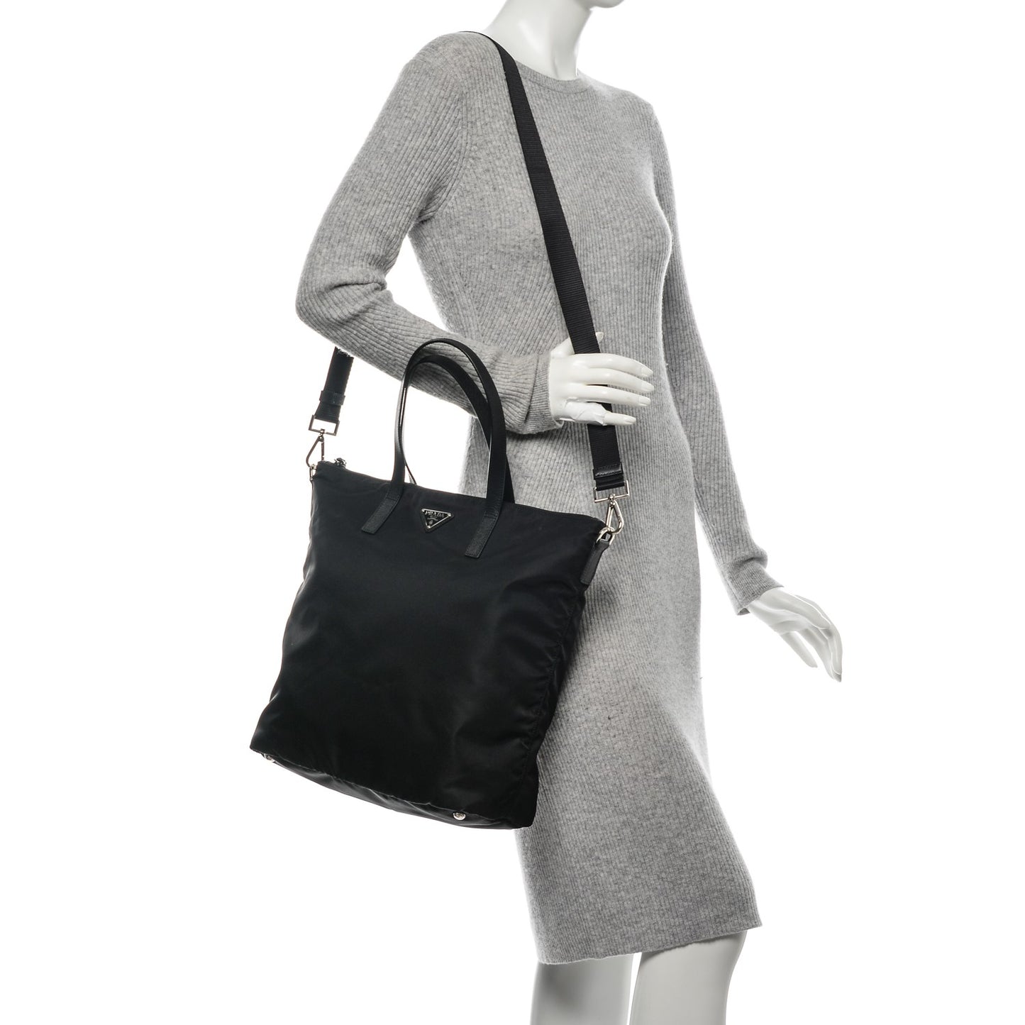 Nylon Saffiano Vela Tote Black