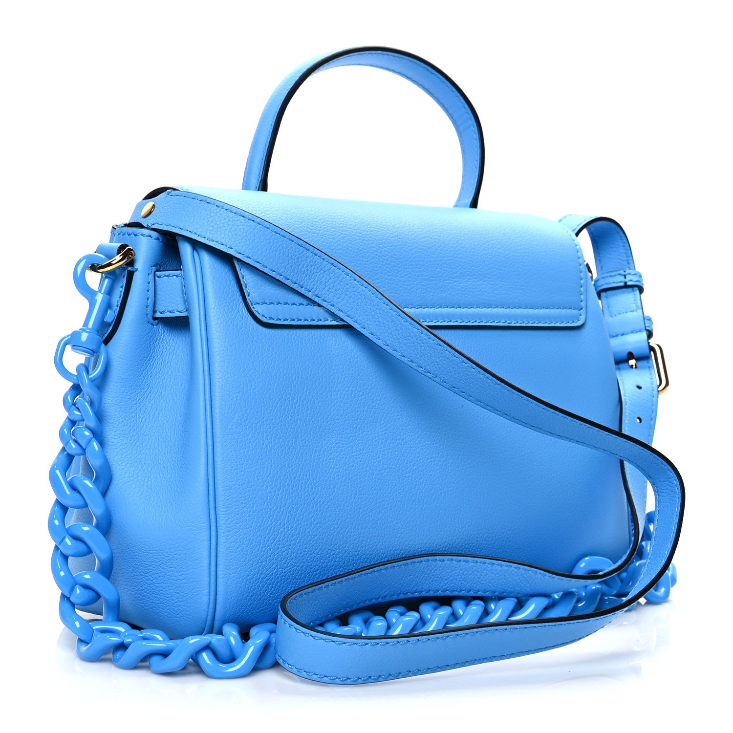Versace Calfskin Medium La Medusa Top Handle Handbag Blue 2 of 8