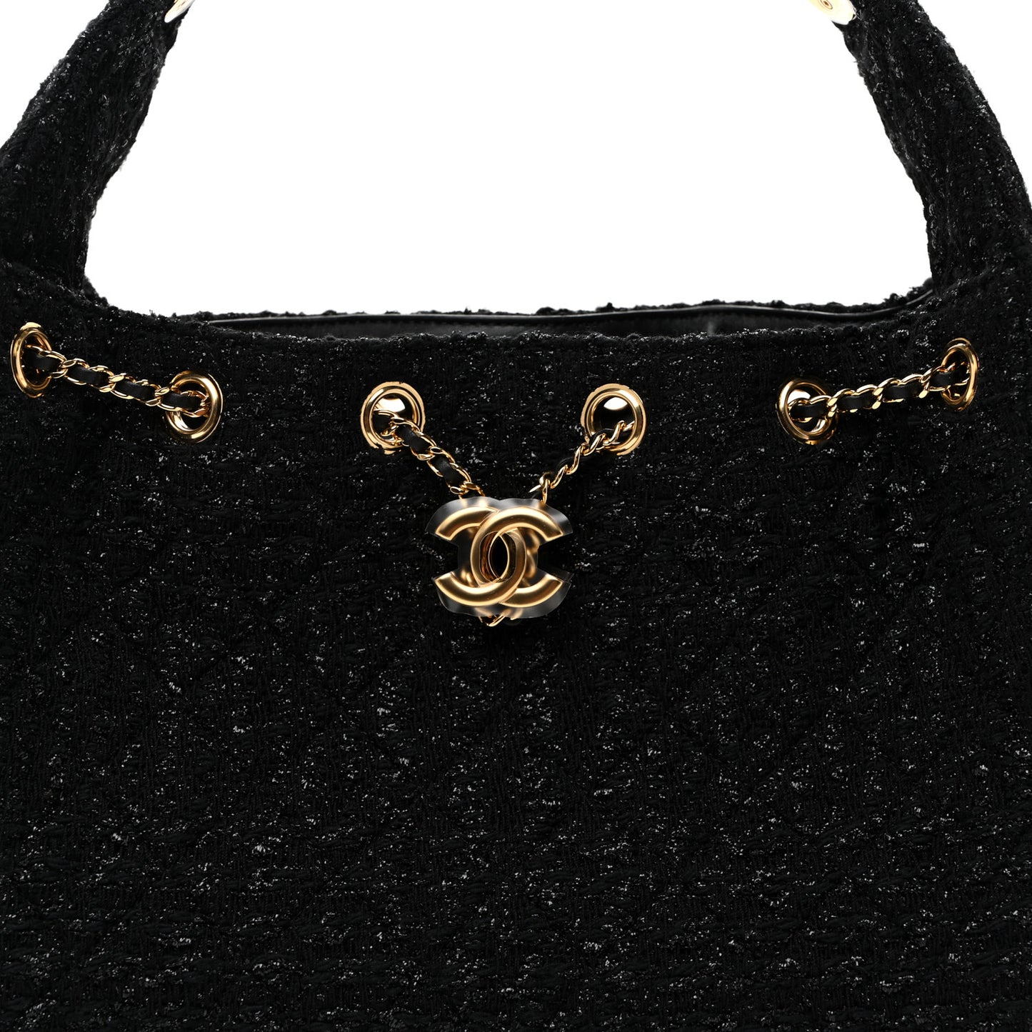 Tweed Quilted Small Chanel 25 Handbag Black