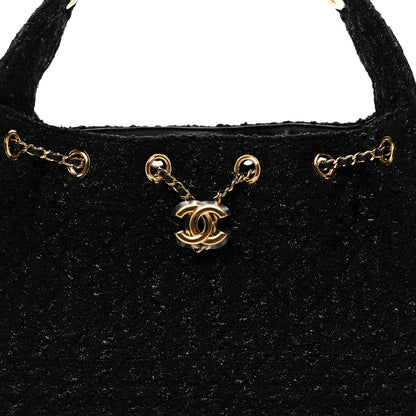 Chanel Tweed Quilted Small Chanel 25 Handbag Black 8 of 10